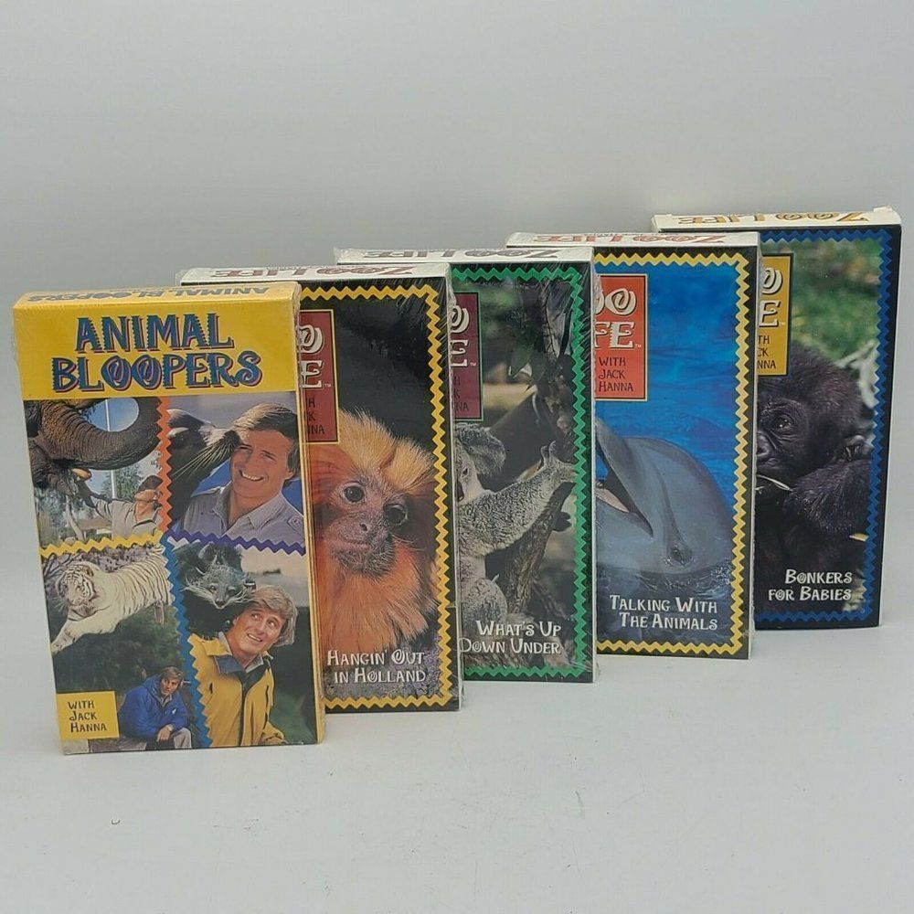 VHS Zoo Life With Jack Hanna Set Of‎ 5 Cassette Tapes - 4/5 Sealed!